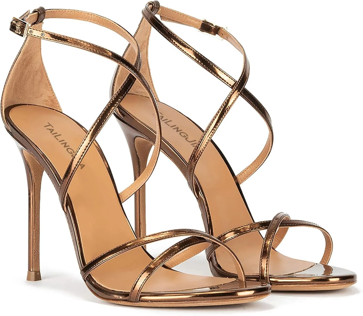 Strappy High Heels Sandals for Women, Fashion Open Toe Stiletto Heels Sandals Classic Round Toe Cross Straps Party Sexy Stiletto High Heel Sandals