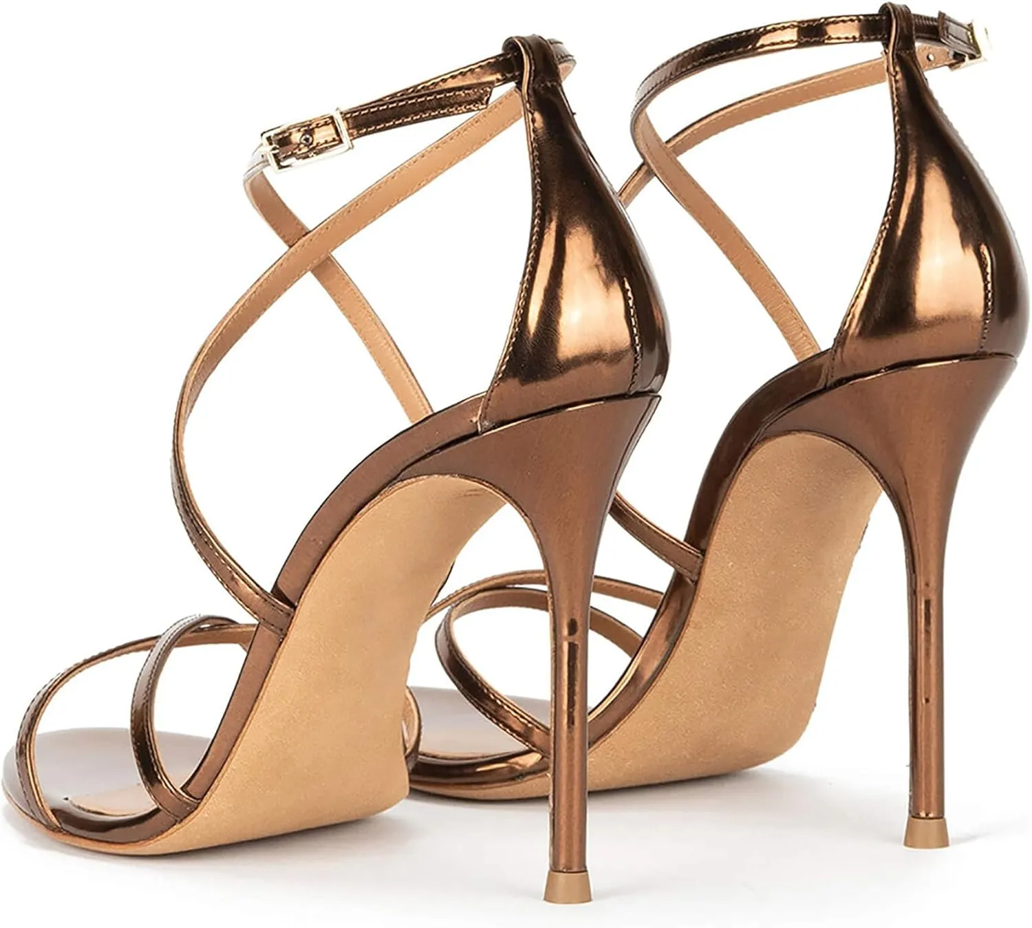 Strappy High Heels Sandals for Women, Fashion Open Toe Stiletto Heels Sandals Classic Round Toe Cross Straps Party Sexy Stiletto High Heel Sandals