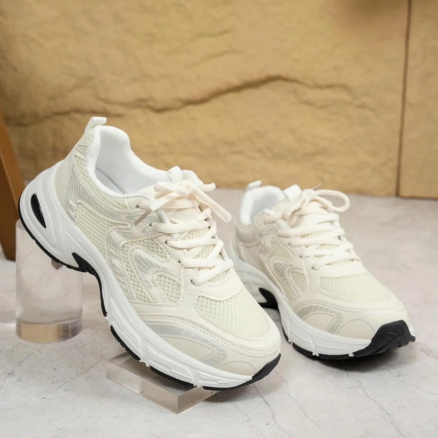 Walking Platform Shoes for Women 2025 Low-Top Slip On Air Cushioned Lace Up Casual Shoe Arch Support Jogging Tennis Sneakers Plantar Fasciitis Breathable Comfy Lightweight Footwear for Gym Travel