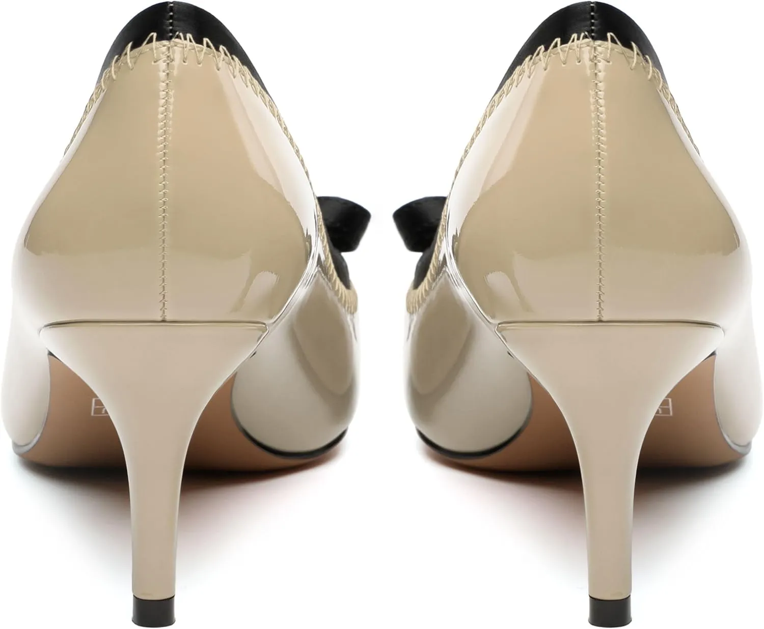 Womens Bow Mid Stiletto Pumps Sexy Patent Pointed Toe Evening Wedding Stiletto Mid Heel Pumps Dress Shoes 2.5 Inch