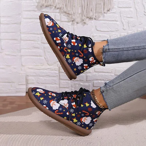 Women's Casual Christmas Cartoon Print Short Boots 55949977S