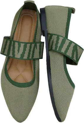Womens Orthopedic Ballet Flats with Arch Support Breathable Knit Mesh Casual Shoe Wide Strap Dress Flats for Walking