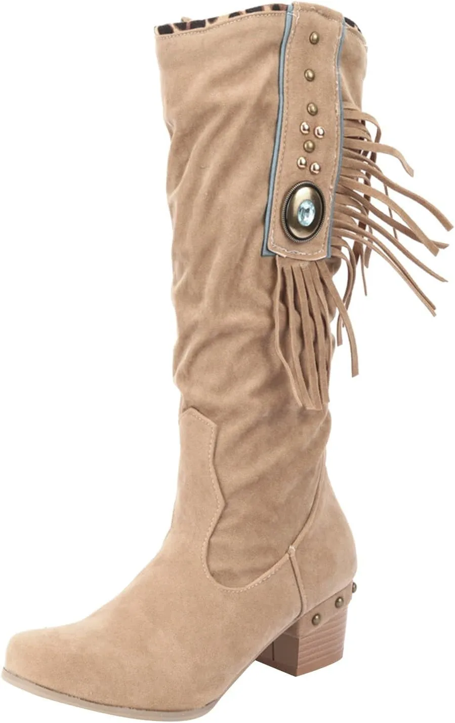 Womens Tall Boots Women's Mid-Calf Boots Tall Boots Woman Boots Women Faux Suede Chunky Heel Thigh High Boots
