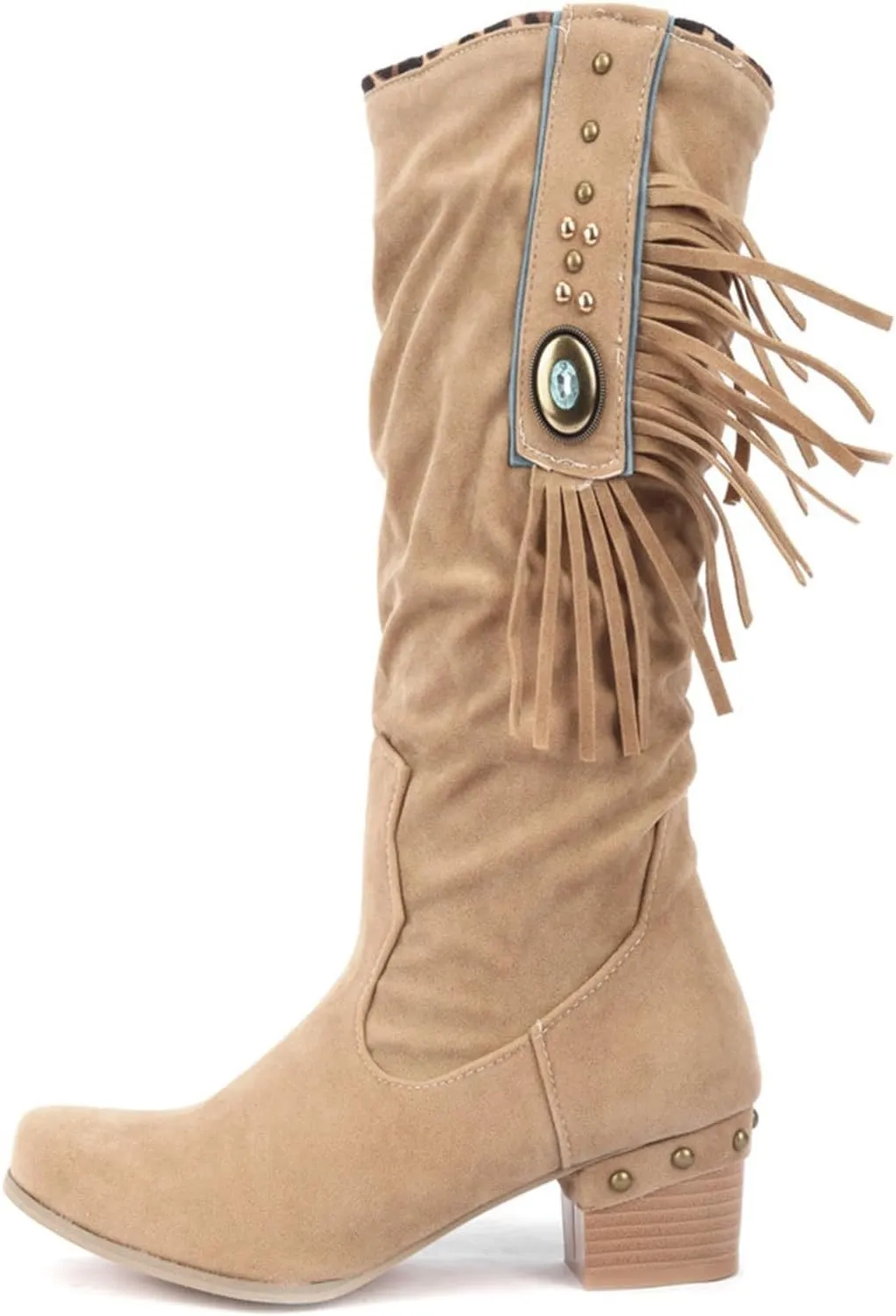 Womens Tall Boots Women's Mid-Calf Boots Tall Boots Woman Boots Women Faux Suede Chunky Heel Thigh High Boots