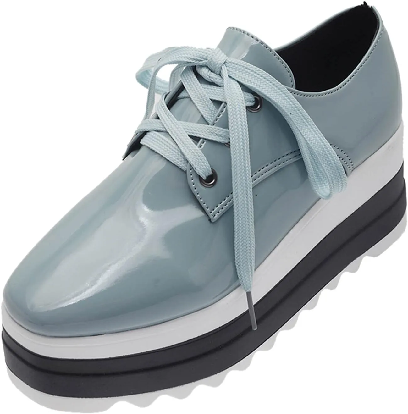 ZSpzx Women Casual Platform Shoes Lace Up Non Slip Solid Color Round Toe Running Shoes Low Top Comfortable Closed Toe Air Cushioned Lightweight Sneakers for Gym Travel Daily Wear